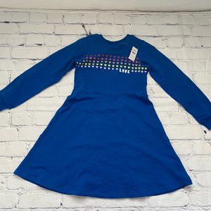 Ex Hanna Andersson BNWT Blue Rainbow Love Dress in French Terry Ex Hanna Andersson BNWT Blue Rainbow Love Dress in French Terry